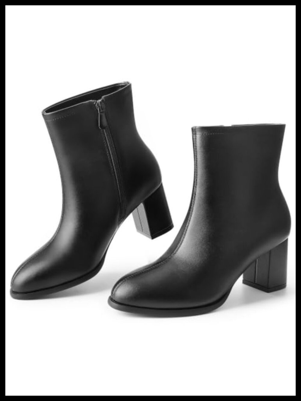 Women's Pointed Toe Ankle Boots Chunky Block Low Heel Booties